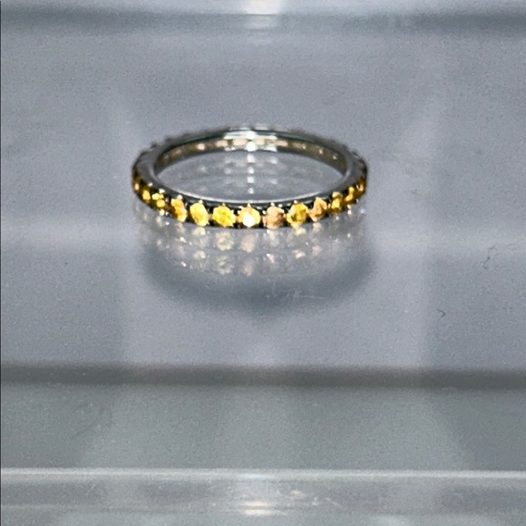 NWOT Genuine Citrine Gemstone Sterling Silver Eternity Band Ring Bohemian Boho